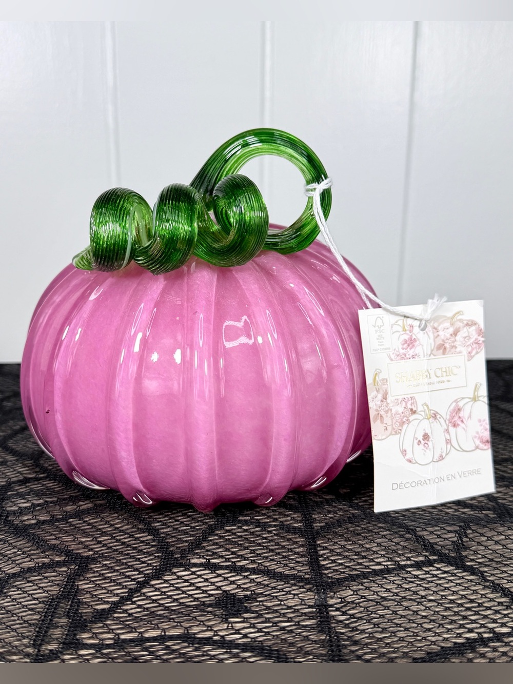 NEW Shabby Chic Glass Pumpkin